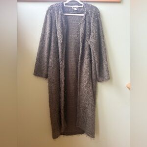 Super Cozy Long Open-Front Women's Duster Cardigan - olive green